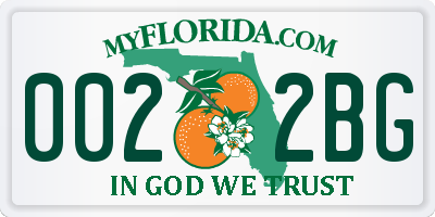 FL license plate 0022BG