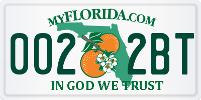 FL license plate 0022BT