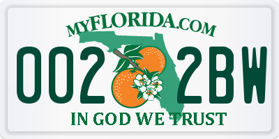 FL license plate 0022BW
