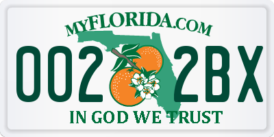 FL license plate 0022BX