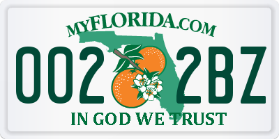 FL license plate 0022BZ