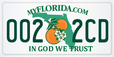 FL license plate 0022CD