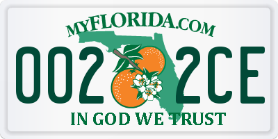FL license plate 0022CE