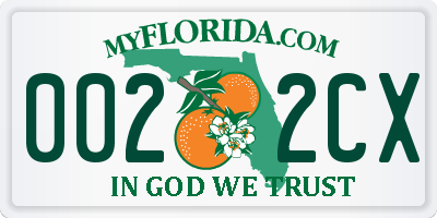 FL license plate 0022CX