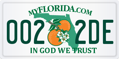 FL license plate 0022DE