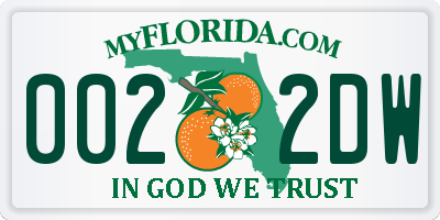 FL license plate 0022DW