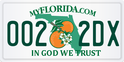 FL license plate 0022DX