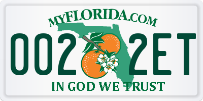 FL license plate 0022ET