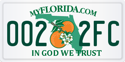 FL license plate 0022FC