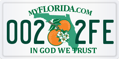FL license plate 0022FE