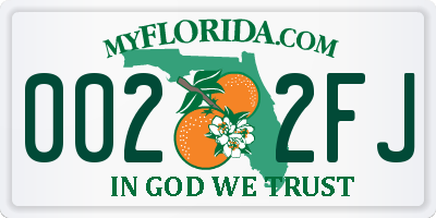 FL license plate 0022FJ
