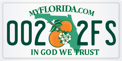 FL license plate 0022FS