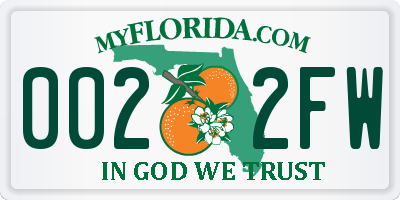 FL license plate 0022FW