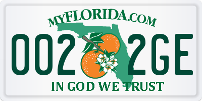 FL license plate 0022GE
