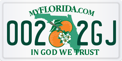 FL license plate 0022GJ