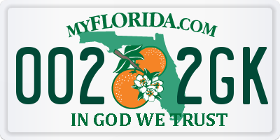 FL license plate 0022GK