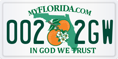 FL license plate 0022GW