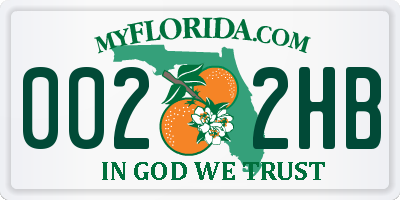 FL license plate 0022HB