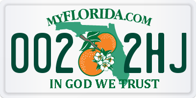 FL license plate 0022HJ