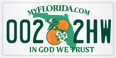 FL license plate 0022HW