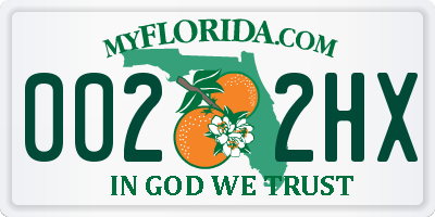 FL license plate 0022HX