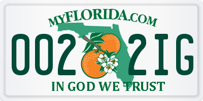 FL license plate 0022IG
