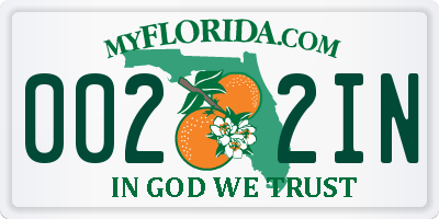 FL license plate 0022IN