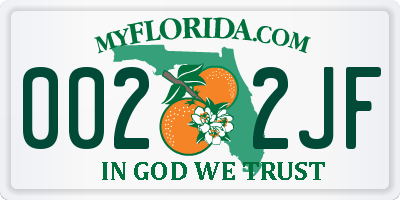 FL license plate 0022JF