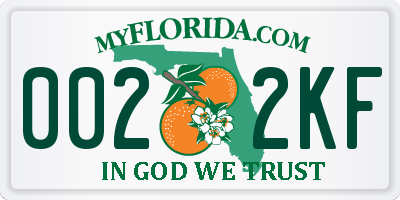 FL license plate 0022KF