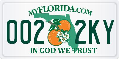 FL license plate 0022KY