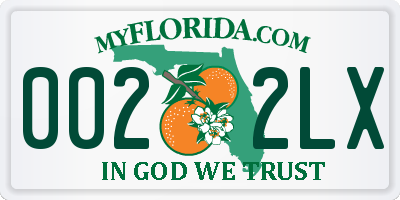 FL license plate 0022LX