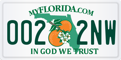 FL license plate 0022NW