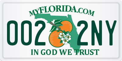 FL license plate 0022NY