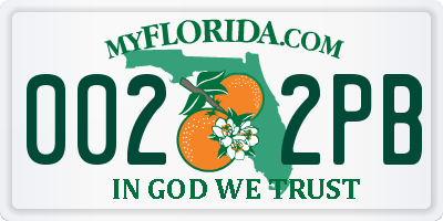 FL license plate 0022PB