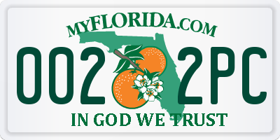 FL license plate 0022PC