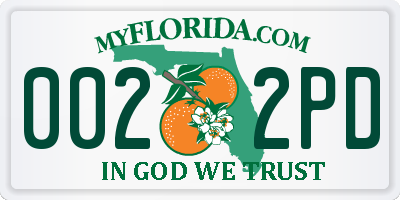 FL license plate 0022PD