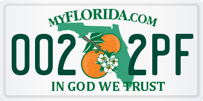 FL license plate 0022PF