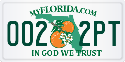 FL license plate 0022PT