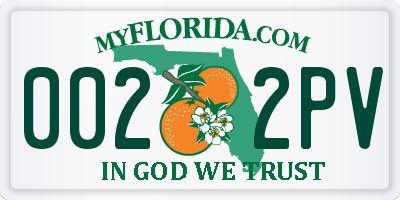 FL license plate 0022PV
