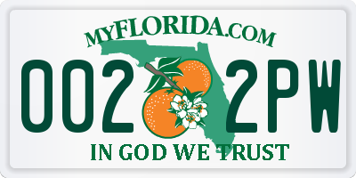 FL license plate 0022PW