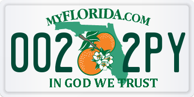 FL license plate 0022PY