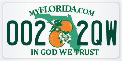 FL license plate 0022QW