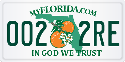 FL license plate 0022RE