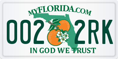 FL license plate 0022RK