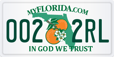 FL license plate 0022RL