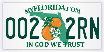 FL license plate 0022RN