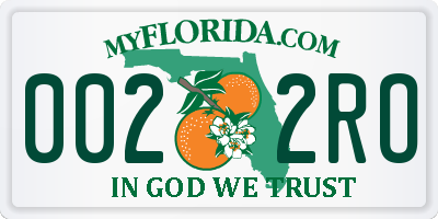 FL license plate 0022RO
