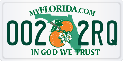 FL license plate 0022RQ