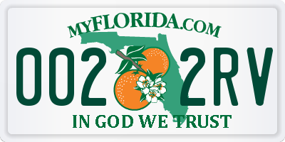 FL license plate 0022RV