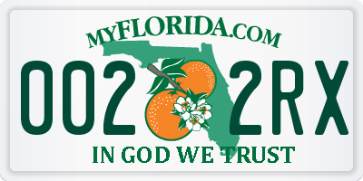 FL license plate 0022RX